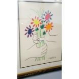 Pablo Picasso (1881-1973), lithograph, signed in pencil, 'Hands with flowers, bouquet of Peace'.