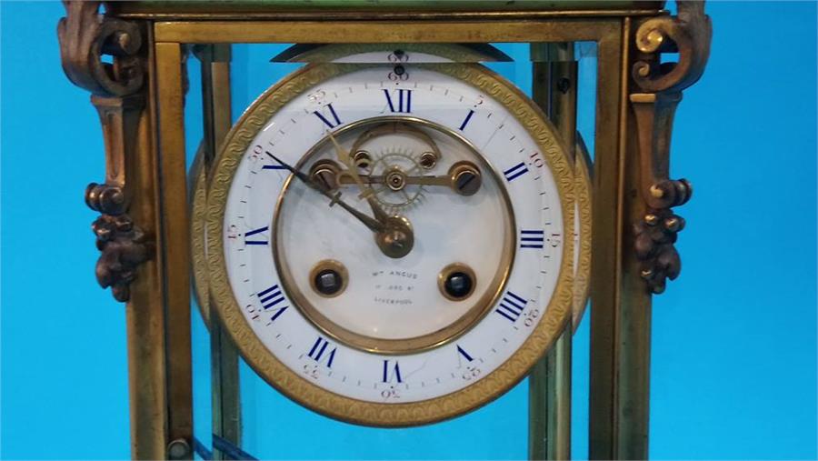 A William Angus of 17 Lord Street, Liverpool four glass clock, with enamelled circular dial, 8 day - Image 3 of 6