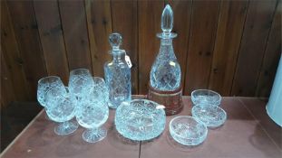 Quantity of glassware and two decanters.