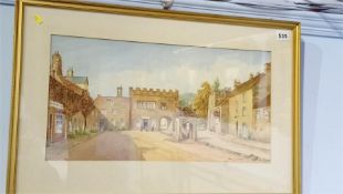 Florence Howel, watercolour, signed, 'Blanchland Store and Square). 33cm x 23cm