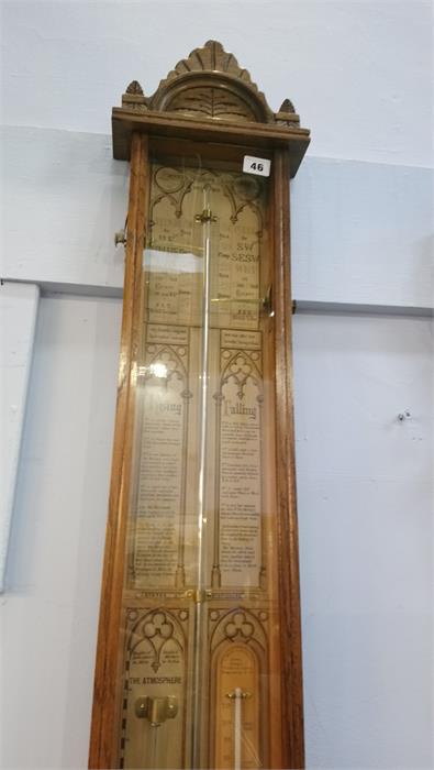 A carved oak Admiral Fitzroy's barometer. 110cm long - Image 6 of 6