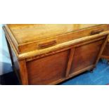 An oak blanket box and an oak coal box.