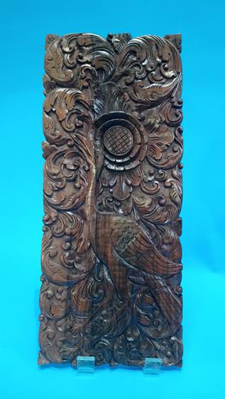 A pair of carved panels and a barometer. - Image 3 of 6