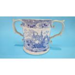 A large Victorian blue and white Loving Cup.