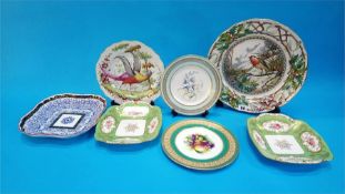 A collection of Victorian plates to include; Longton, Worcester, Coalport etc.