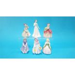 Six small Royal Doulton figurines of Ladies