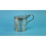 A silver mustard pot with blue glass liner, Sheffield 1893, makers mark M.W. 6.5cm high Weight 4.