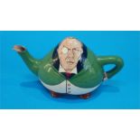 A Foley Intarsio teapot in the form of a caricature of Joseph Chamberlain, rd 363131, printed