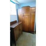 An oak single door wardrobe etc.