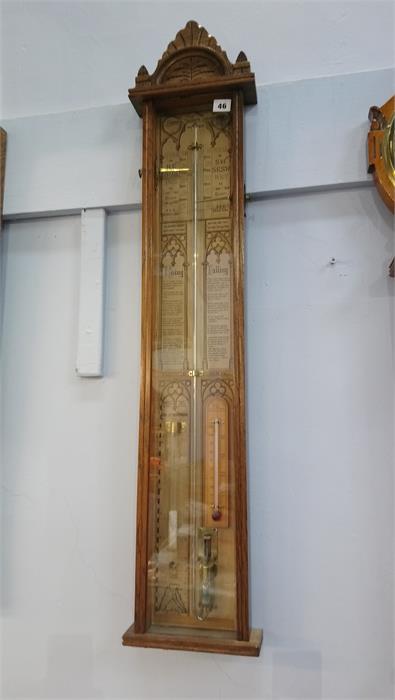 A carved oak Admiral Fitzroy's barometer. 110cm long - Image 4 of 6