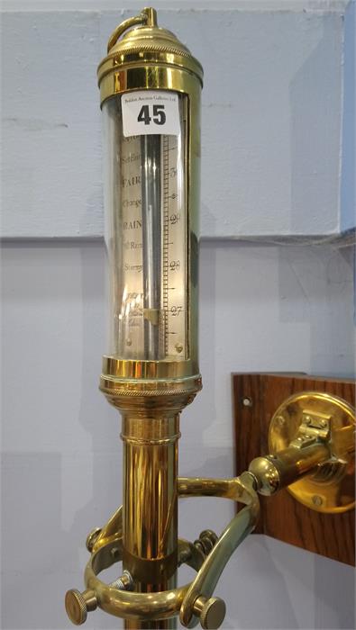 An R.N. Desterro Lisbon brass marine barometer. 94cm high - Image 5 of 6