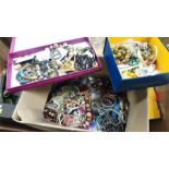 A large box of costume jewellery.