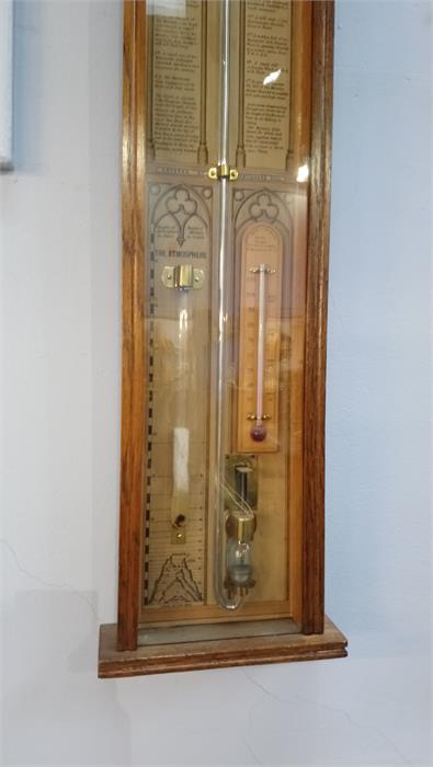 A carved oak Admiral Fitzroy's barometer. 110cm long - Image 5 of 6