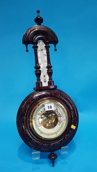 A pair of carved panels and a barometer. - Image 6 of 6