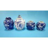 A quantity of Oriental blue and white ginger jars.