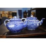 A Cetem ware and Maling blue and white teapot (2)