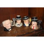 Four Royal Doulton character jugs