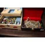 Two jewellery boxes and contents