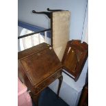 Walnut bureau, stool and a cabinet