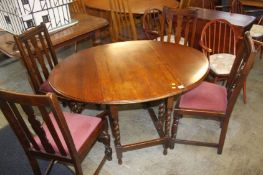 Oak barley twist table and four chairs