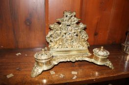 A brass inkstand