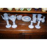 Large quantity of Wedgwood blue jasperware