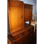 Oak chest of drawers and two cabinets