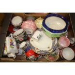 Two trays of assorted china, Maling etc.