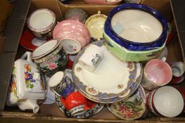 Two trays of assorted china, Maling etc.
