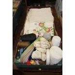 Sewing equipment and a tray of linen