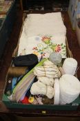 Sewing equipment and a tray of linen