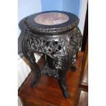 An Oriental plant pedestal, with marble top