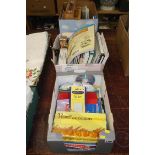 Quantity of artists materials in three boxes