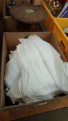 Box of linen and an occasional table