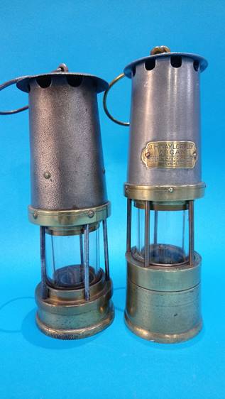 Two Miner's lamps; Naylor and Davis Kirkby