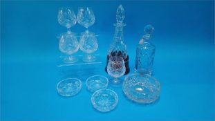 Two decanters and a quantity of glassware