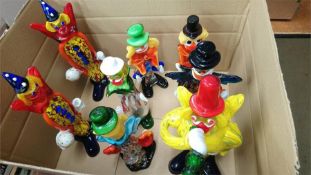 Quantity of Murano style glass clowns