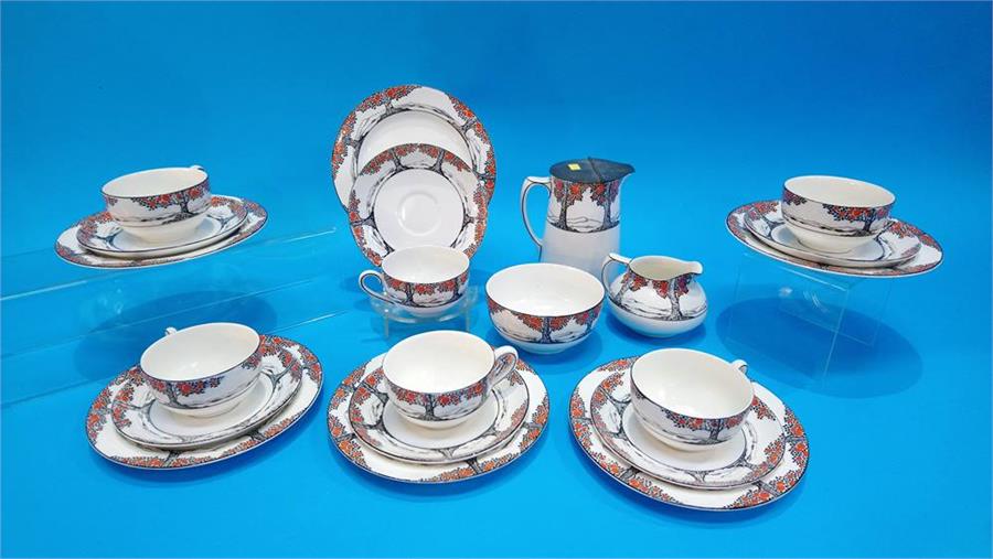 A 21 piece Crown Ducal 'Orange Tree' tea service