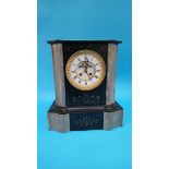 A Victorian slate mantle clock, with eight day movement