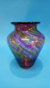 A Hartley Wood 'City of Sunderland' glass vase