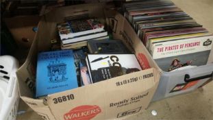 Box of LPs and a box of books