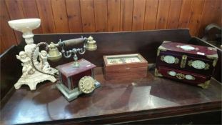 Oriental style casket and phone etc.