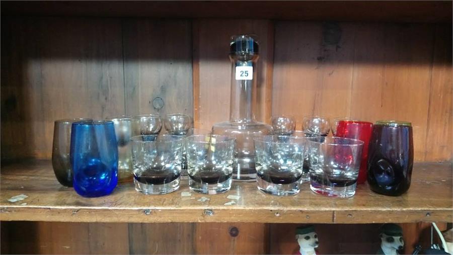 A decanter and assorted glasses