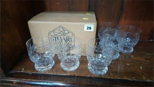Two sets of six cut glass whiskey tumblers