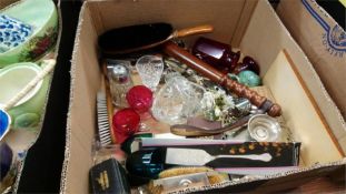 Tray of assorted including cranberry glass etc.