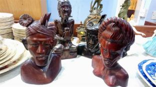 Quantity of carved hardwood African busts
