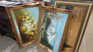 Three gilt framed oils on canvas