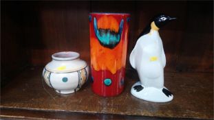Poole vase and penguin etc.
