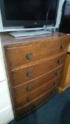 Oak bowfront chest of drawers