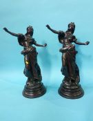 A pair of Spelter style figures